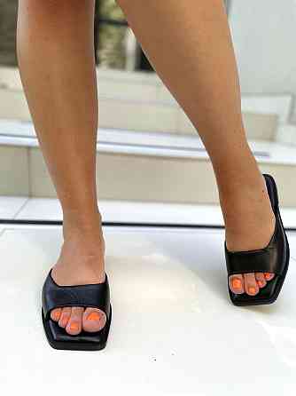 VIFEST Модні шльопанці жіночі з натуральної шкіри чорні на низькому ходу літні VIFEST 2016 TS-0 Коломыя