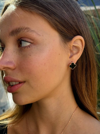 Van Cleef набір 2 предмети сережки гвоздики та браслет / чорні / рожеве золото / проба, гравіювання Одеса