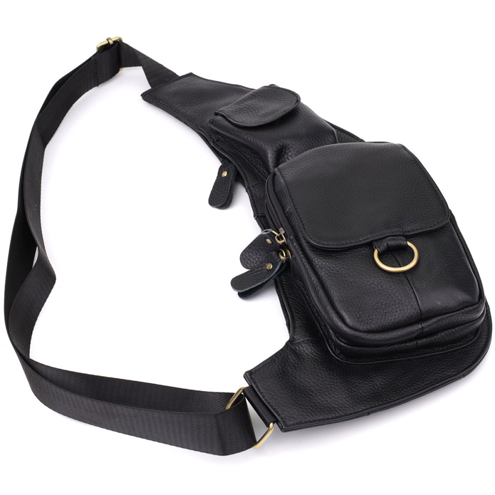 Сумка через плечо из натуральной кожи Vintage 22958 Черный Киев - изображение 6