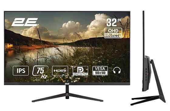 Монітор 2E 31.5" D3224B 2xHDMI, DP, IPS, 2560x1440, 75Hz, 5ms, FreeSync Київ