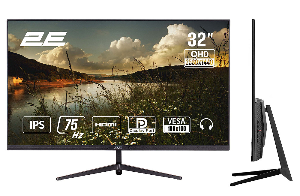 Монітор 2E 31.5" D3224B 2xHDMI, DP, IPS, 2560x1440, 75Hz, 5ms, FreeSync Київ - фото 2
