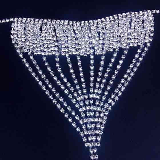 Еротичні трусики з камінням та ланцюжками для жінок one size сріблястий Київ