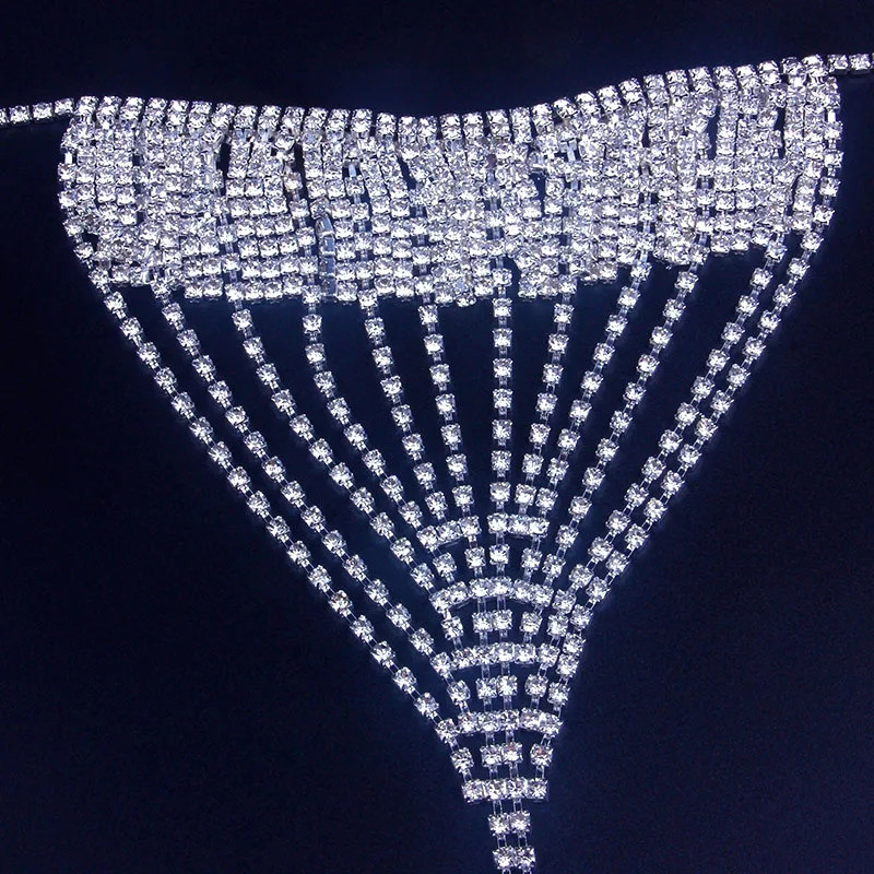 Еротичні трусики з камінням та ланцюжками для жінок one size сріблястий Київ - фото 3