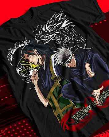 Футболка для хлопчика з аніме принтом Магічна битва оверсайз (зріст від 165 до 180) Чорний AnimeJ0850m Дніпро