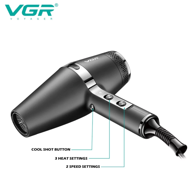 Профессиональный фен VGR V-451 2200W с 3 насадками Винница - изображение 3