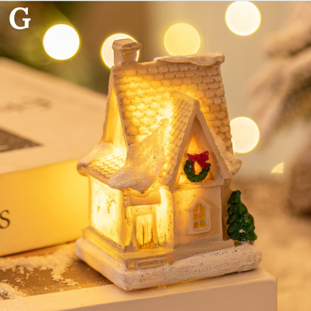 Белые Новогодние домики 6 х 5 см с подсветкой из полистоуна. G Одесса - изображение 1