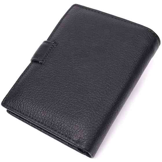 Чоловічий вертикальний шкіряний гаманець чорний (ST Leather) Київ