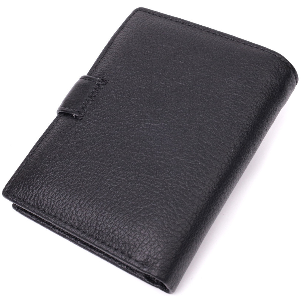Чоловічий вертикальний шкіряний гаманець чорний (ST Leather) Київ - фото 6