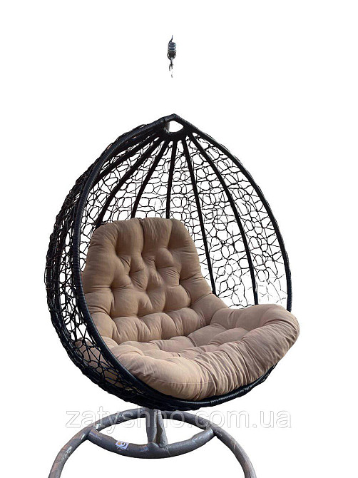 Ротанговий кокон з подушкою, чорний Київ - фото 2