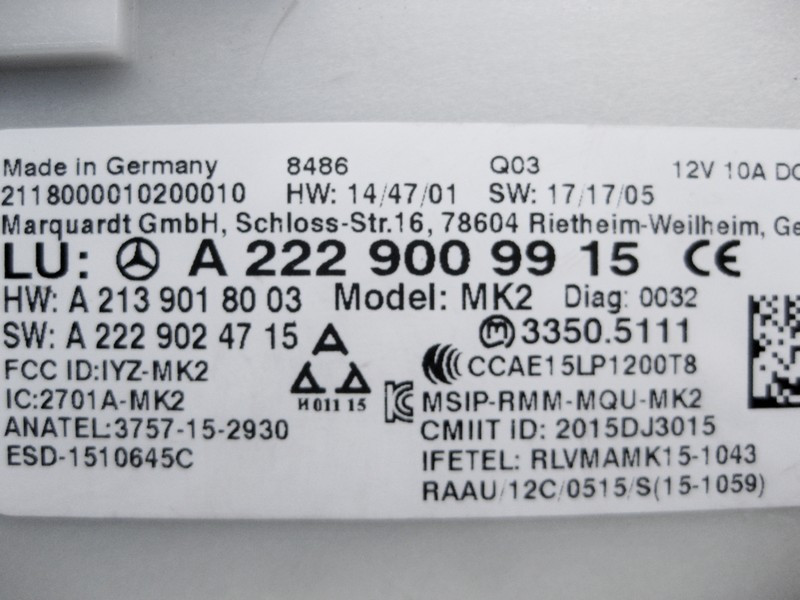 Mercedes-Benz  A2229009915 Блок керування безключовим доступом "keyless-go" E-Class W213 C238 C-Class W205 S-Class W222 C217 CLS C257 GLC X2 Одеса - фото 3