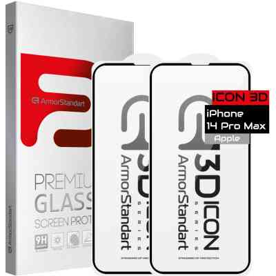 Стекло защитное Armorstandart Icon 3D iPhone 14 Pro Max Black 2 шт. (ARM65335) Винница
