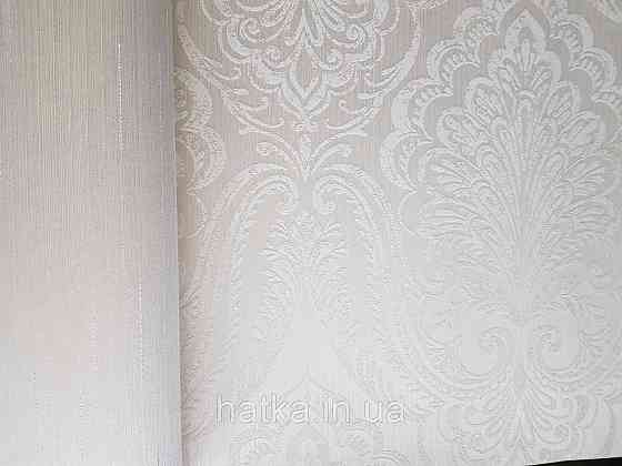 Шпалери текстильні еко 0.53х10.05 Rasch Textil Valentina класика вензелі дамаски біло бежеві на бежевому Київ