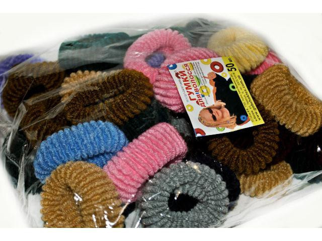 Гумочки для волосся різнокольорові махрові 50 шт Київ - фото 1