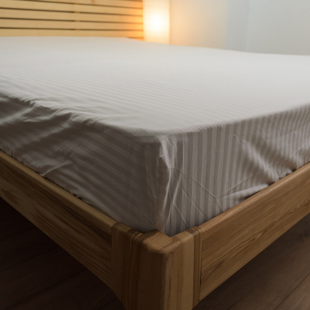 Простирадло на резинці євро страйп-сатин 100% бавовна 200х200х25см 125г/м2 (Білий) Суми - фото 6