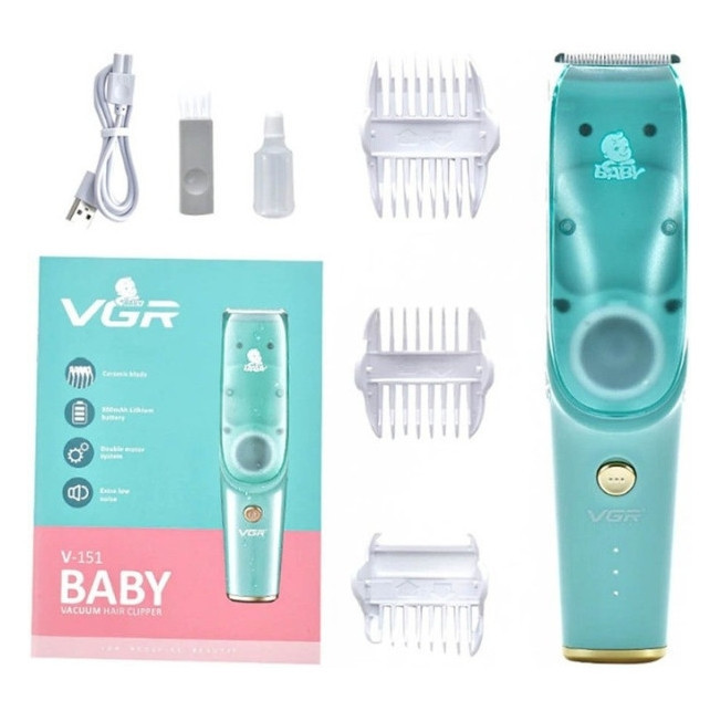 Машинка для стрижки детей VGR V-151 аккумуляторная бесшумная со сбором волос (3 насадки) Киев - изображение 8