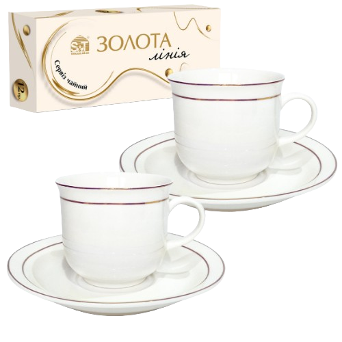 Сервіз чайний Золота лінія 12 предметів (ч.250мл + блюдце) S&T
    
            
                Сервіз чайний Золота лінія 12 предметів (ч.250мл  Житомир - изображение 1