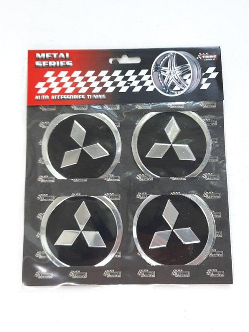 Наклейки на ковпаки Mitsubishi чорні, діам. 60мм Вінниця - фото 1