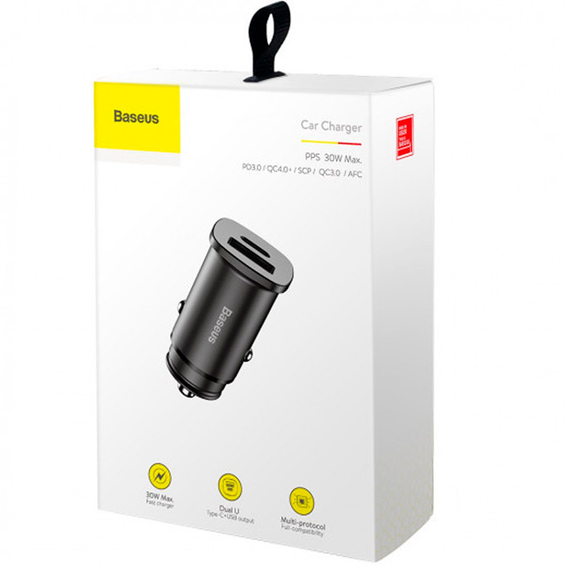 Автомобільний зярядний пристрій Baseus Square Metal 1USB + Type-C QC (5A) (PPS-30W-MAX) (CCALL-AS01) Black Ровно - изображение 6