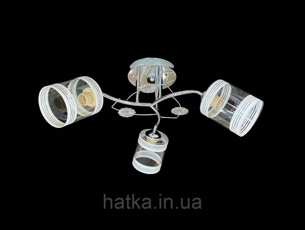 Люстра стельова класична на 3 плафони метал та скло VALESO 2408B/3 Хром Київ - фото 1