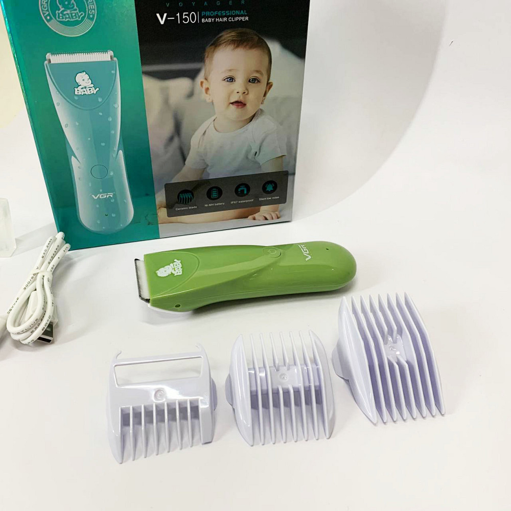 Дуже тиха бездротова машинка для стрижки волосся дітей VGR V-150 з насадками. Колір: зелений SH-62 Івано-Франківськ - фото 3