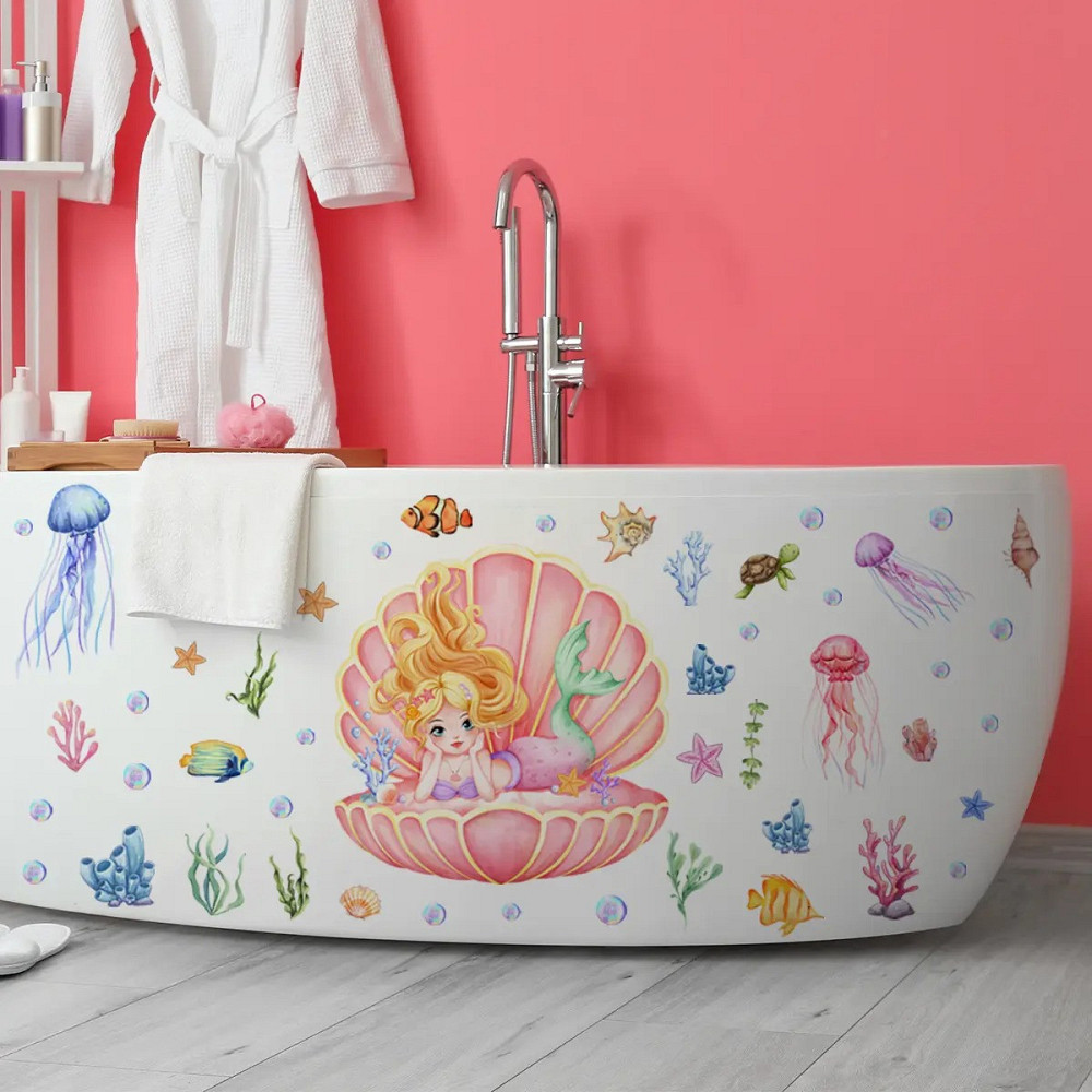 Наклейка декоративна вінілова інтер'єрна в дитячу кімнату на стіну «Русалонька» для дівчаток 30х60 см Кам'янець-Подільський - фото 4