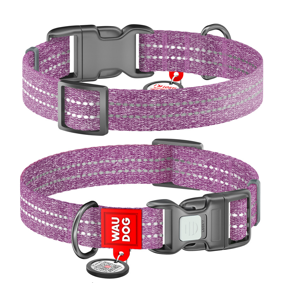 Нашийник для собак із відновленої бавовни WAUDOG Re-cotton з QR паспортом, світловідбиваючий, п Коломыя - изображение 2