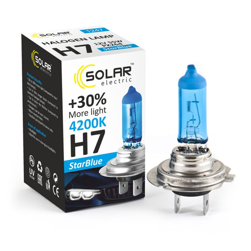 Галогенова лампа Solar H7 12V 55W PX26d StarBlue 4200K Киев - изображение 1