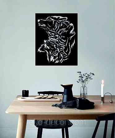 Декоративное настенное Панно «Волки» Декор на стену 110*90 см, Черный Киев