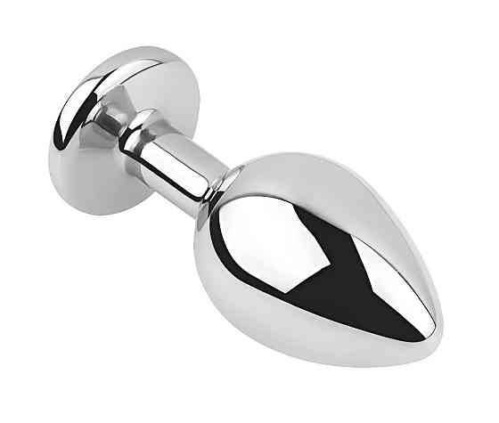 Анальна пробка з кристалом EGZO - Silver Round Plug Lime size M Sex Aura Київ