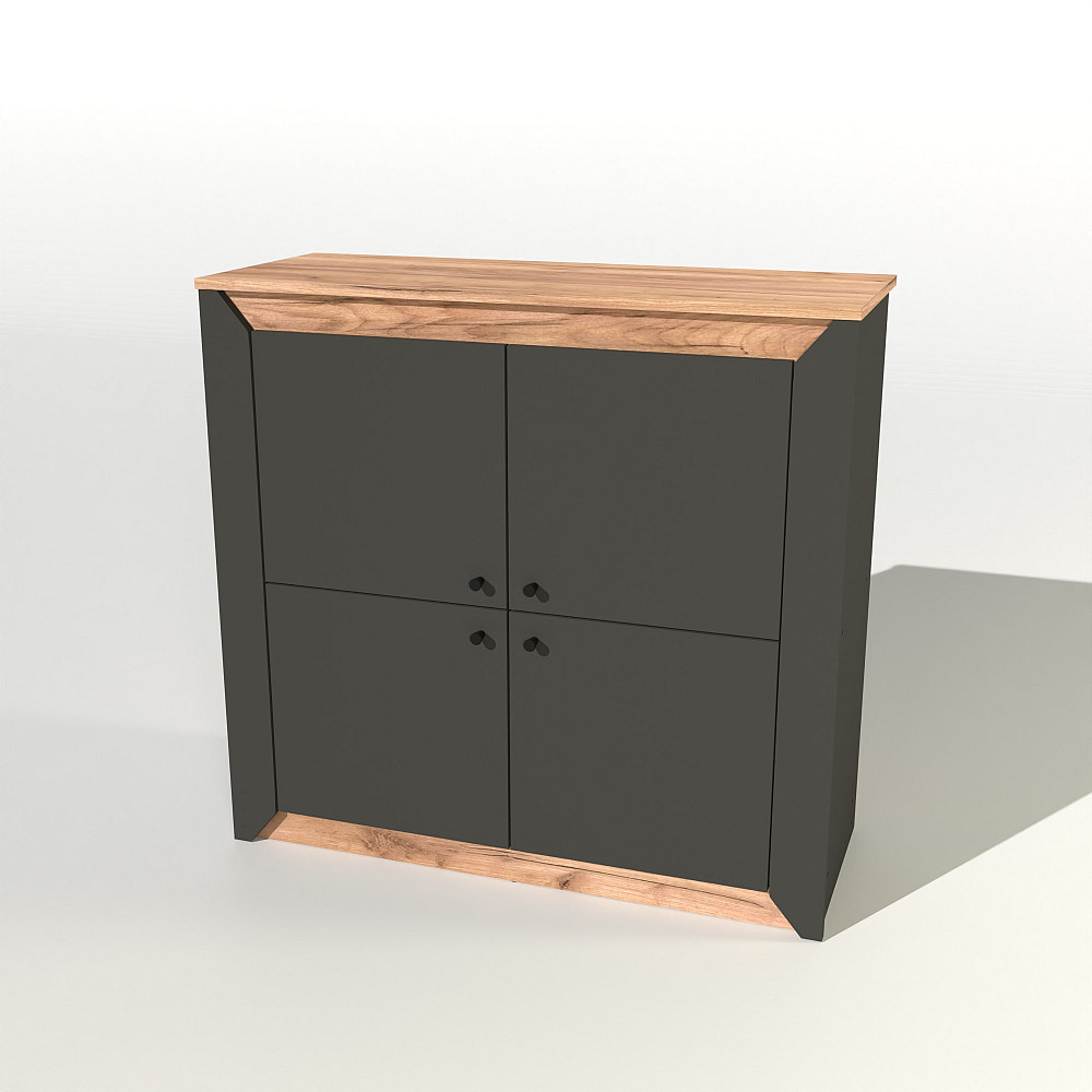 Тумба 4-х дверная закритая Эверест Нордик-980 98х38х92 см Графит + Дуб крафт золотой (DTM-5528) Львов - изображение 1