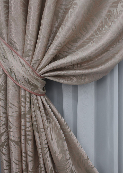 Комплект готових штор VR-Textil Жакард Magic № 1606ш Пудровий 145х270 см 2 шт (33-0469) Киев - изображение 5