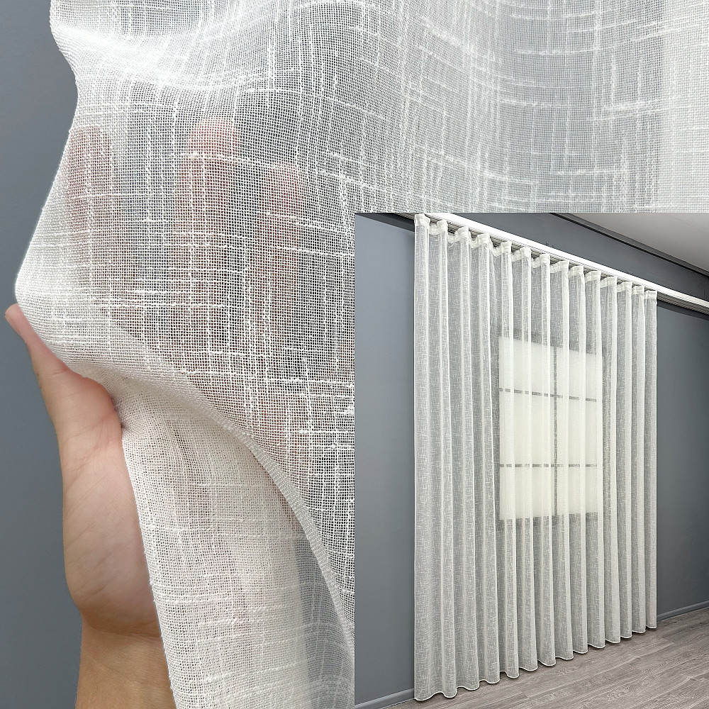 Тюль VR-Textil 2114т Aura Лен однотонный Молочный 400х270 см (42-1372) Киев - изображение 1