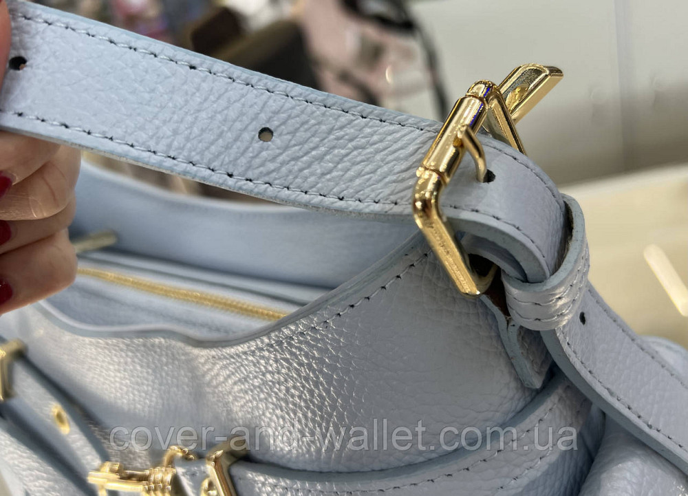 Модная женская кожаная сумка через плечо голубого цвета Virginia Conti Киев - изображение 7