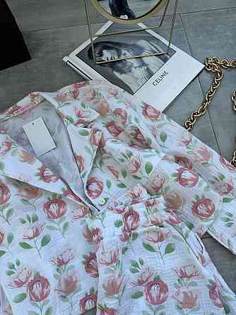 Женская принтованная пижама двойка из натурального муслина Молочный 2, 42/44 Одесса