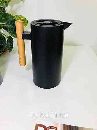 Термос «Лайнер» 1000 мл скляна колба пластиковий корпус утримання тепла до 12-24 годин чорний Київ