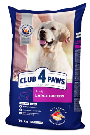 Полнорационный сухой корм CLUB 4 PAWS (Клуб 4 Лапы) Премиум для взрослых собак больших пород, 14 кг Винница