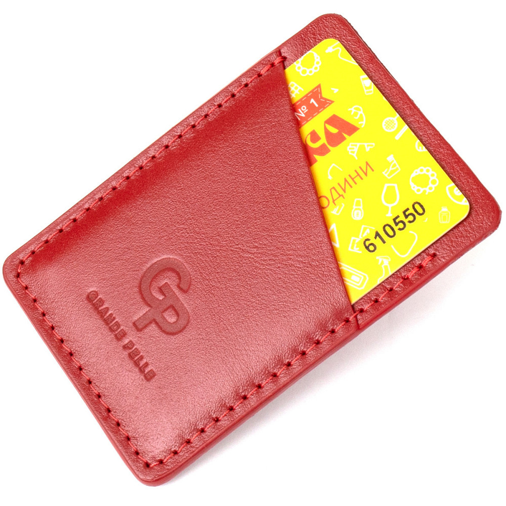 Винтажный кожаный картхолдер Красный (GRANDE PELLE) Киев - изображение 9