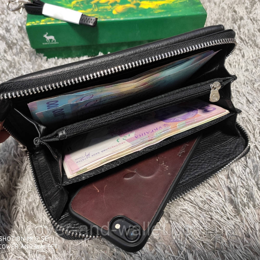 Чорний шкіряний гаманець клатч на змійці та магнітах Marco Coverna MC 6054 Київ - фото 5