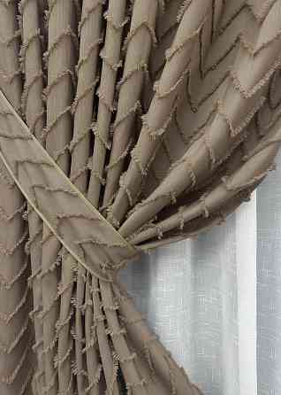 Комплект штор VR-Textil Льон Букле № 1808ш Какао 100х290 см 2 шт (31-853) Київ