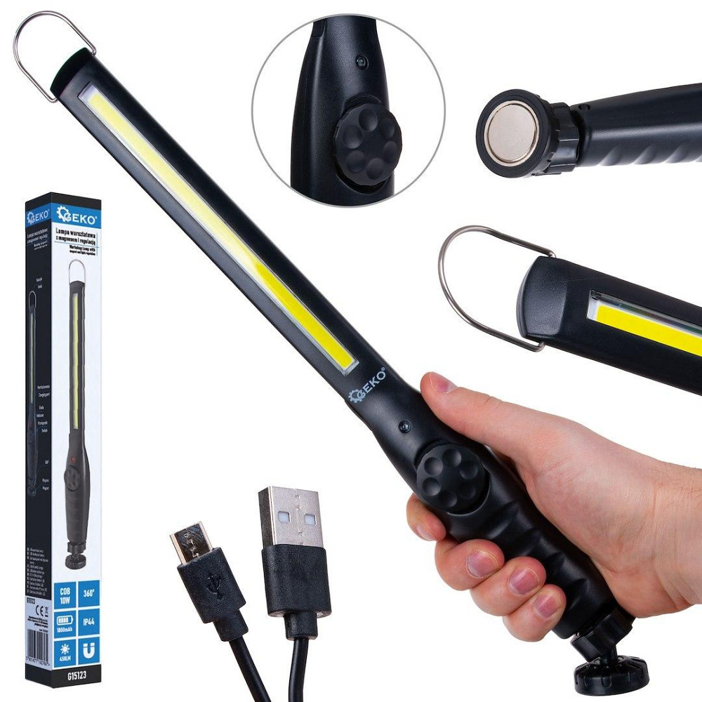 Світильник переносний "GeKo" для майстерні з магнітом LED COB 10W 1800mAh 450lm IP44 Київ - фото 1