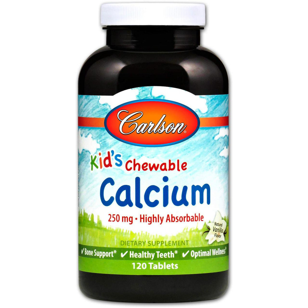 Жувальний кальцій для дітей Carlson Chewable Calcium 250 мг 120 таблеток Ваніль Київ - фото 1