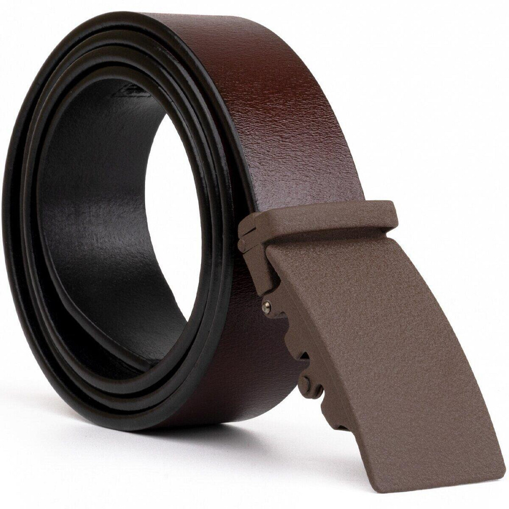 Ремень из натуральной кожи с матовой автоматической пряжкой Vintage 20217 Коричневый Киев - изображение 10