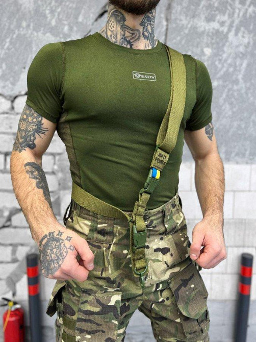 Ремень 3-х точечный олива с карабином Ми їх ВТ4693 Одеса - фото 1