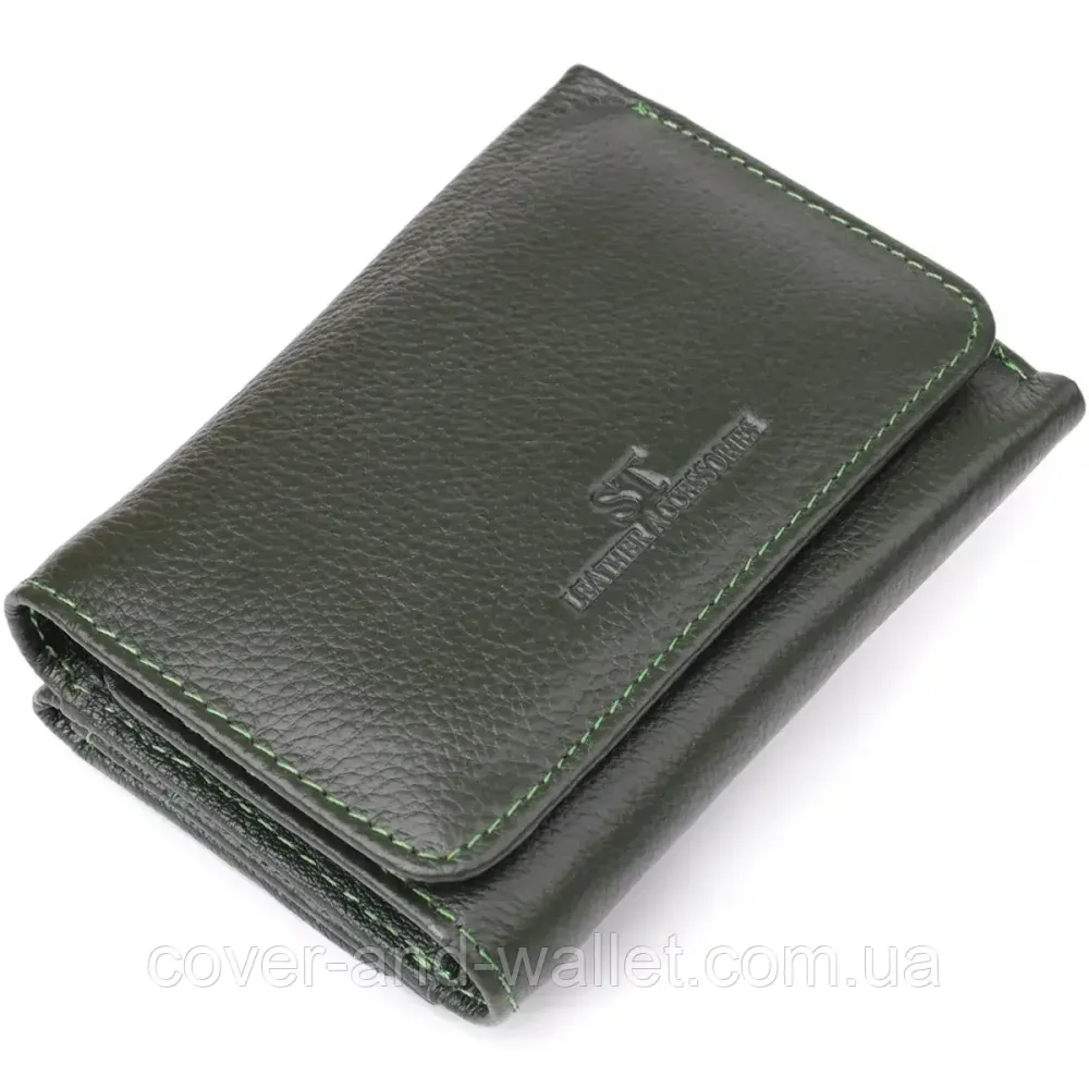 Компактный женский кошелек зеленого цвета на магнитной фиксации ST 403 Киев - изображение 3