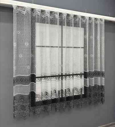 Тюль сетка VR-Textil Juli № 1232т Арка на кухню цвет серый с черным 300х150 см (53-0159) Киев