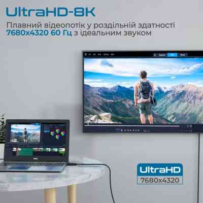 Кабель мультимедийный DisplayPort to DisplayPort 2.0m v1.4 black Promate (dplink-200.black) Винница