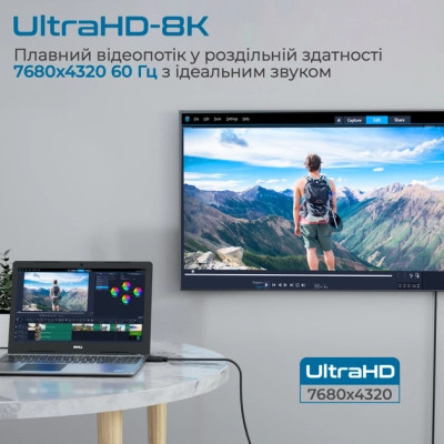 Кабель мультимедійний DisplayPort to DisplayPort 2.0m v1.4 black Promate (dplink-200.black) Вінниця - фото 6