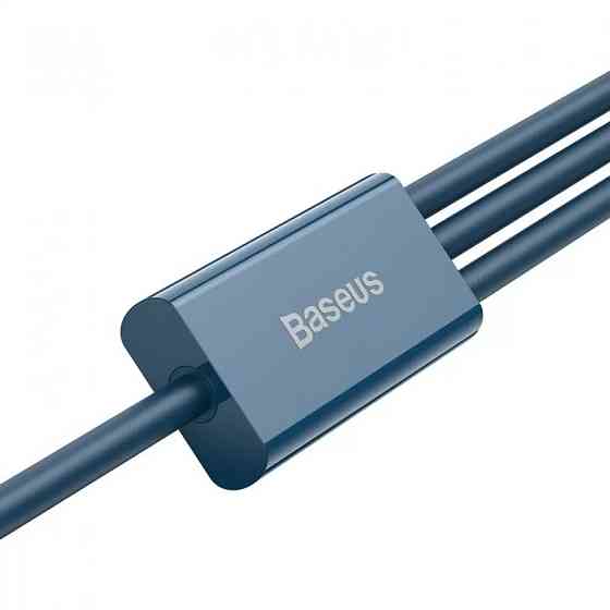 Кабель Baseus 3в1 Fast Charging MicroUSB+TypeC+Lightning 3.5A CAMLTYS-03 (Блакитний, 1.5м) Николаев