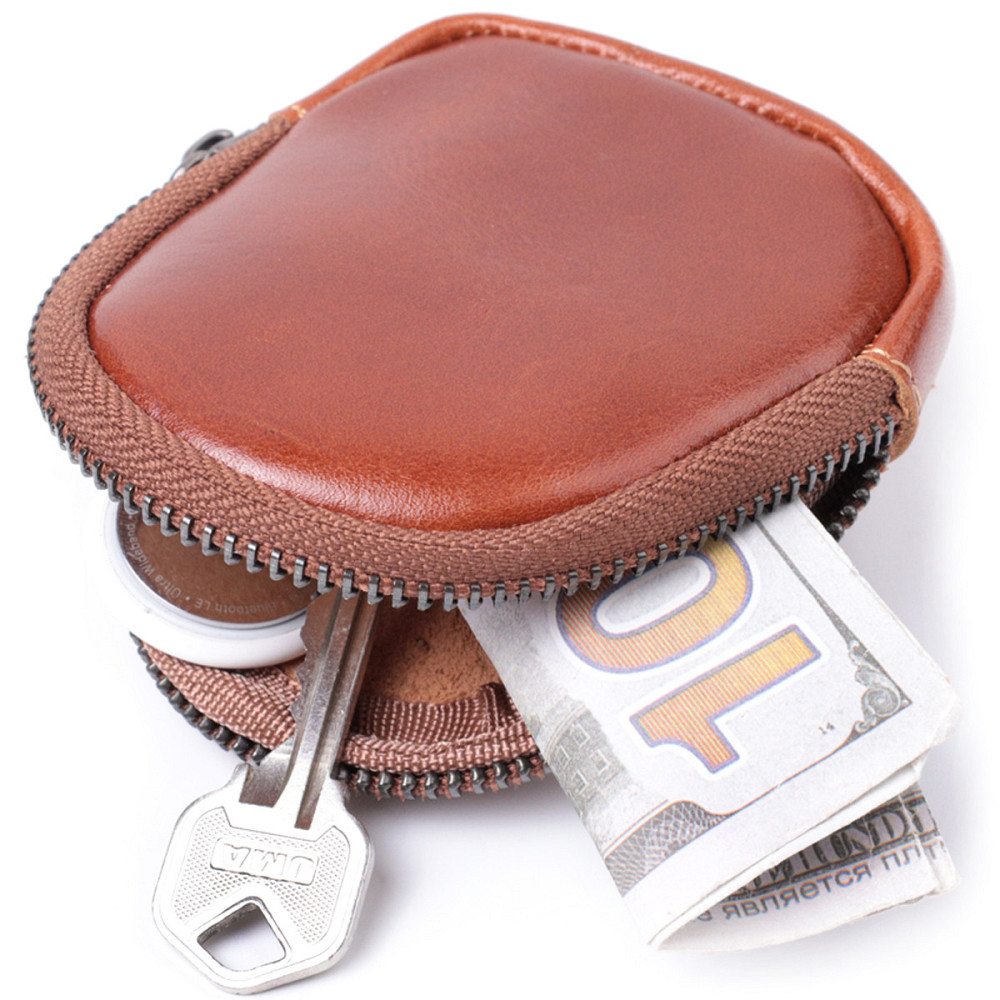 Компактний гаманець для монет із натуральної шкіри Vintage sale_15080 Коричневий Київ - фото 8