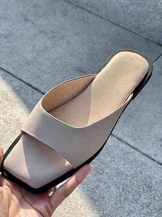 VIFEST Шльопанці жіночі з натуральної шкіри на плоскій підошві бежеві літні VIFEST 2016 р. 36-3 Коломия